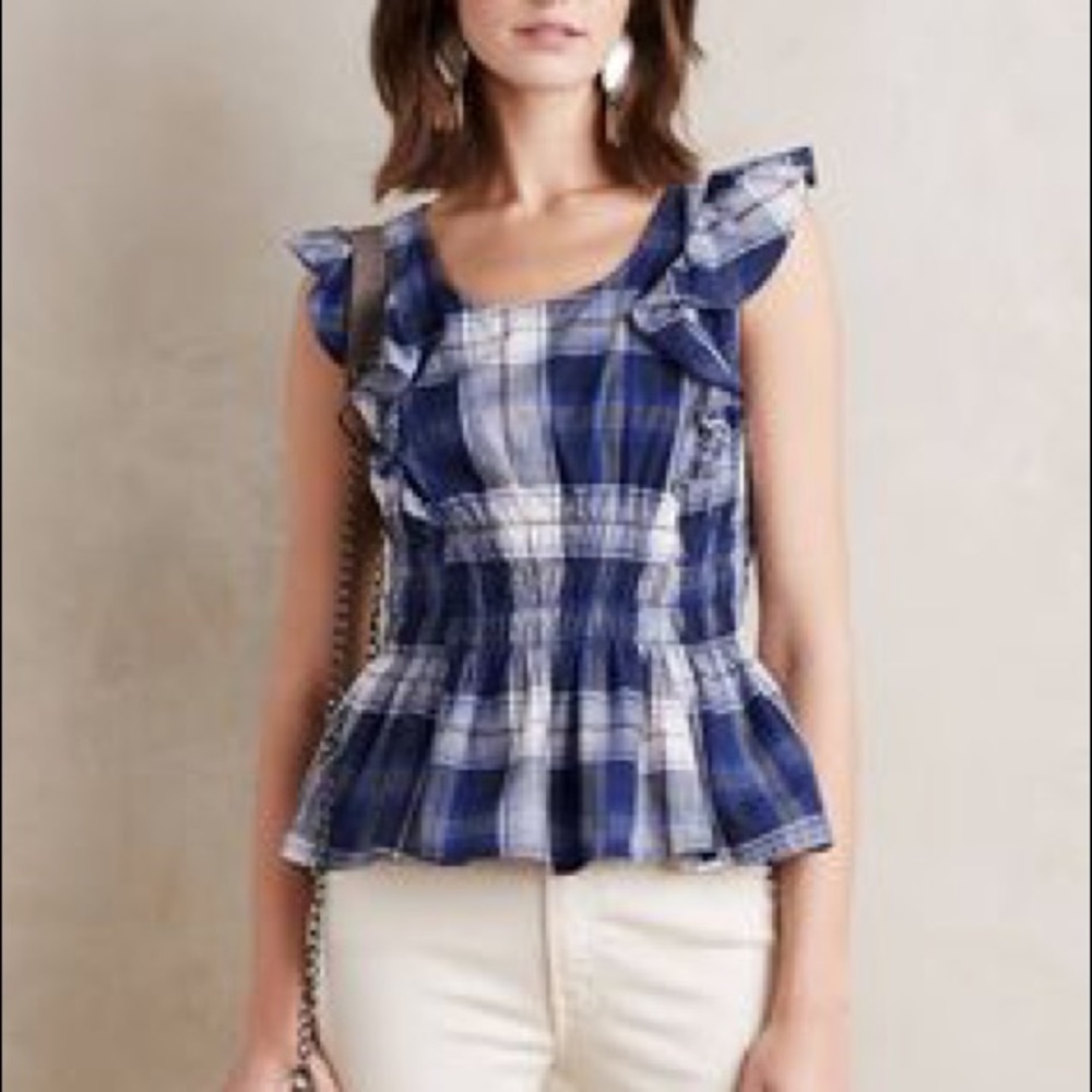 Anthropologie Verina plaid ruffle peplum