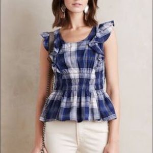 Anthropologie Verina plaid ruffle peplum