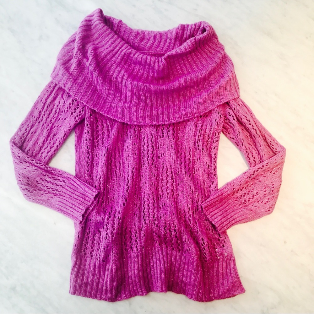 Elle Purple Cowl Neck Sweater