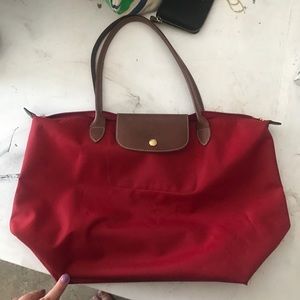 Red long champ bag