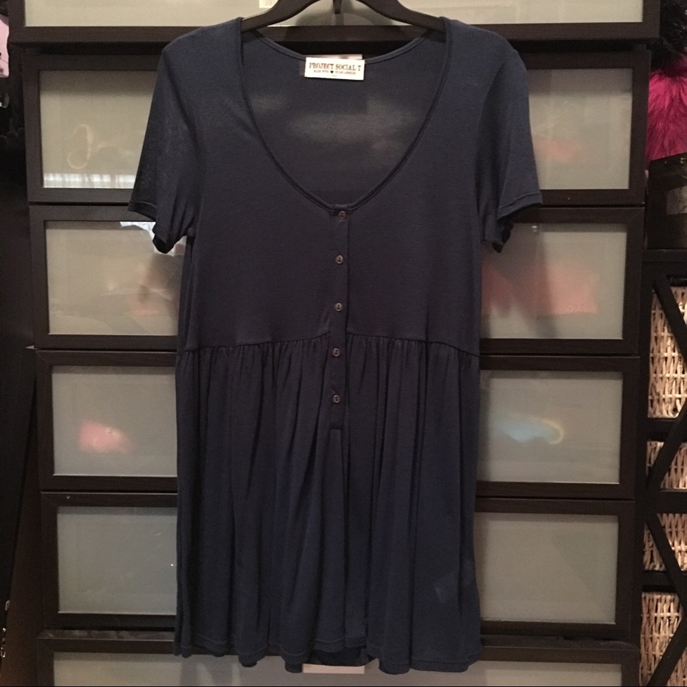 Sheer navy blue flowy blouse