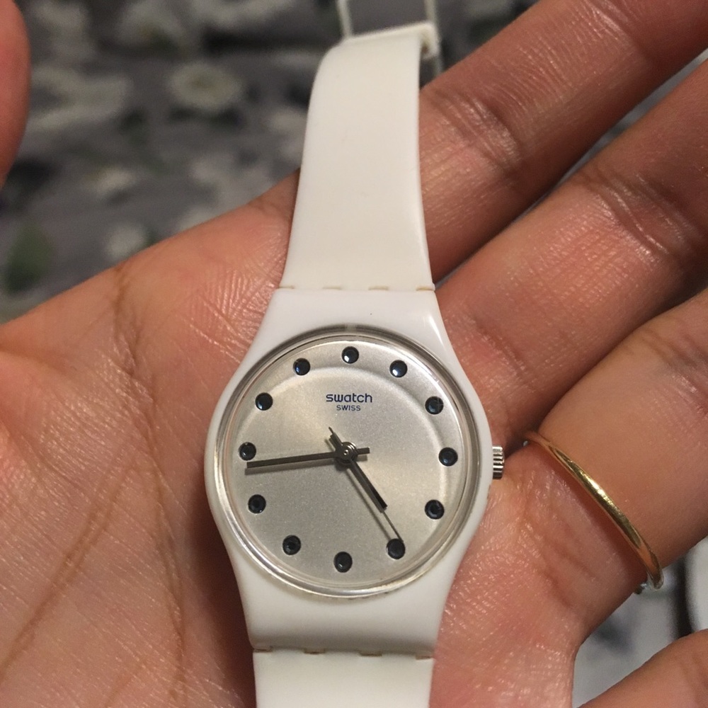 White swatch watch