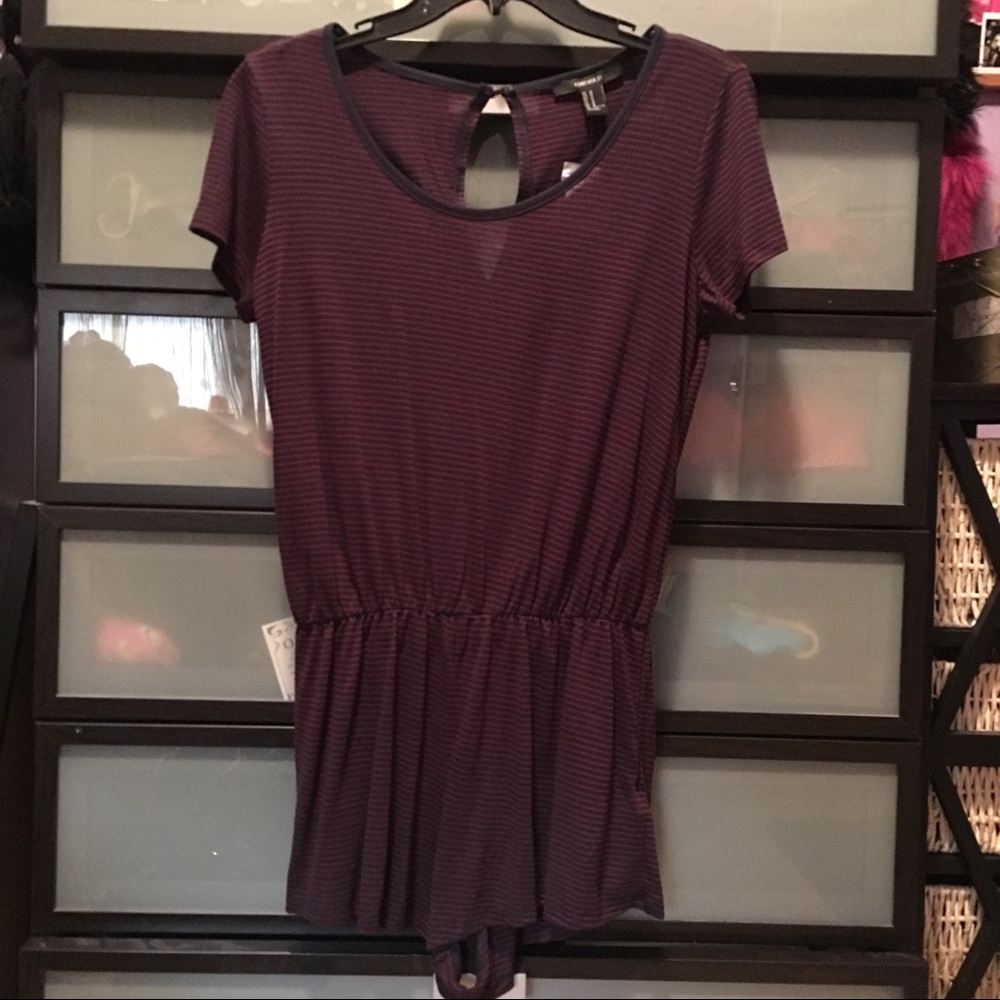 Red and blue striped romper