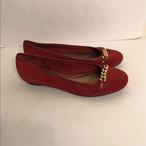 Ann Taylor Loft size 9 red suede flat shoes