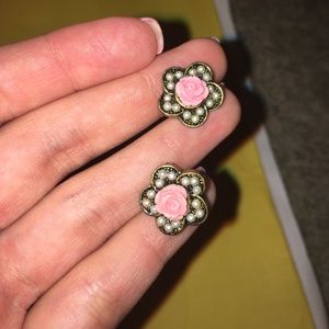 Pink rose earrings