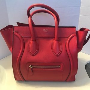 Authentic Celine Drummed Calfskin Mini Luggage