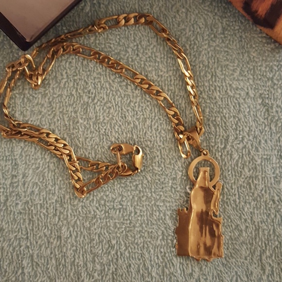 24 in.100% solid brass necklace wRuby 15 yrs old - Picture 3 of 4