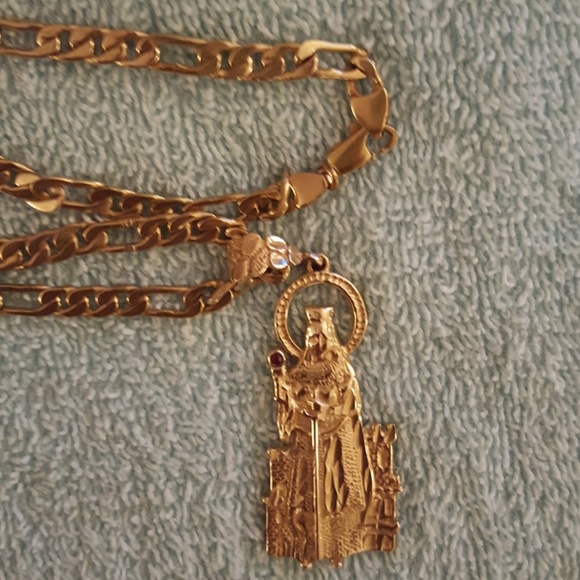 24 in.100% solid brass necklace wRuby 15 yrs old - Picture 4 of 4