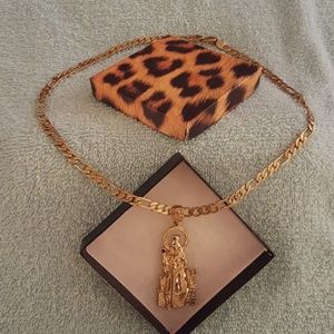 24 in.100% solid brass necklace wRuby 15 yrs old