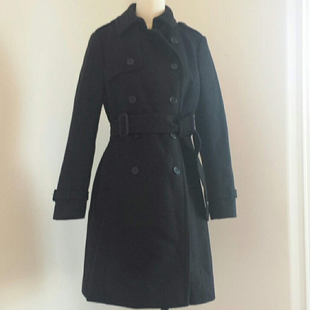 J.crew icon trench coat wool cashmere black sz p6