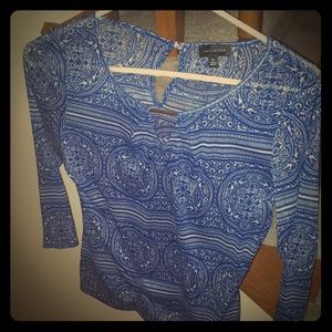 Limited blue and white dressy top
