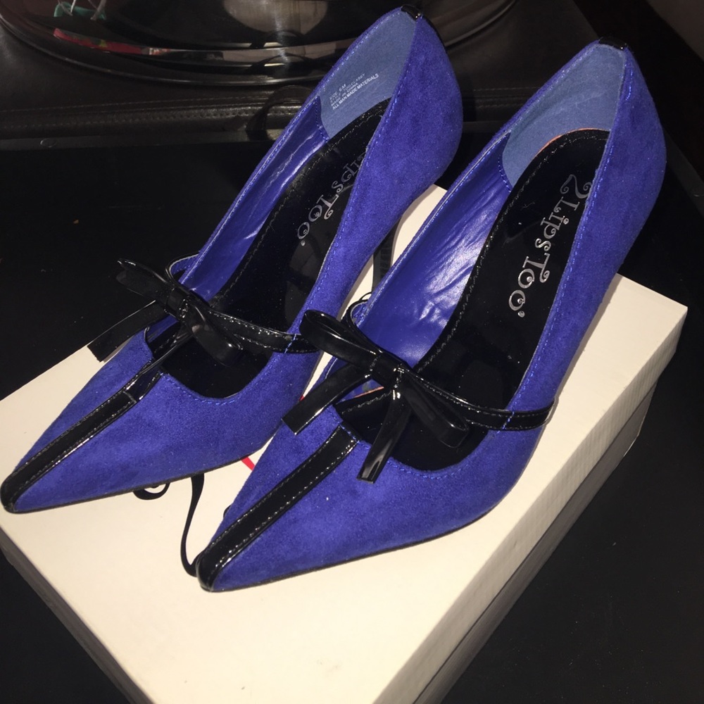 Blue suede heels size 6 by 2 Lips Too