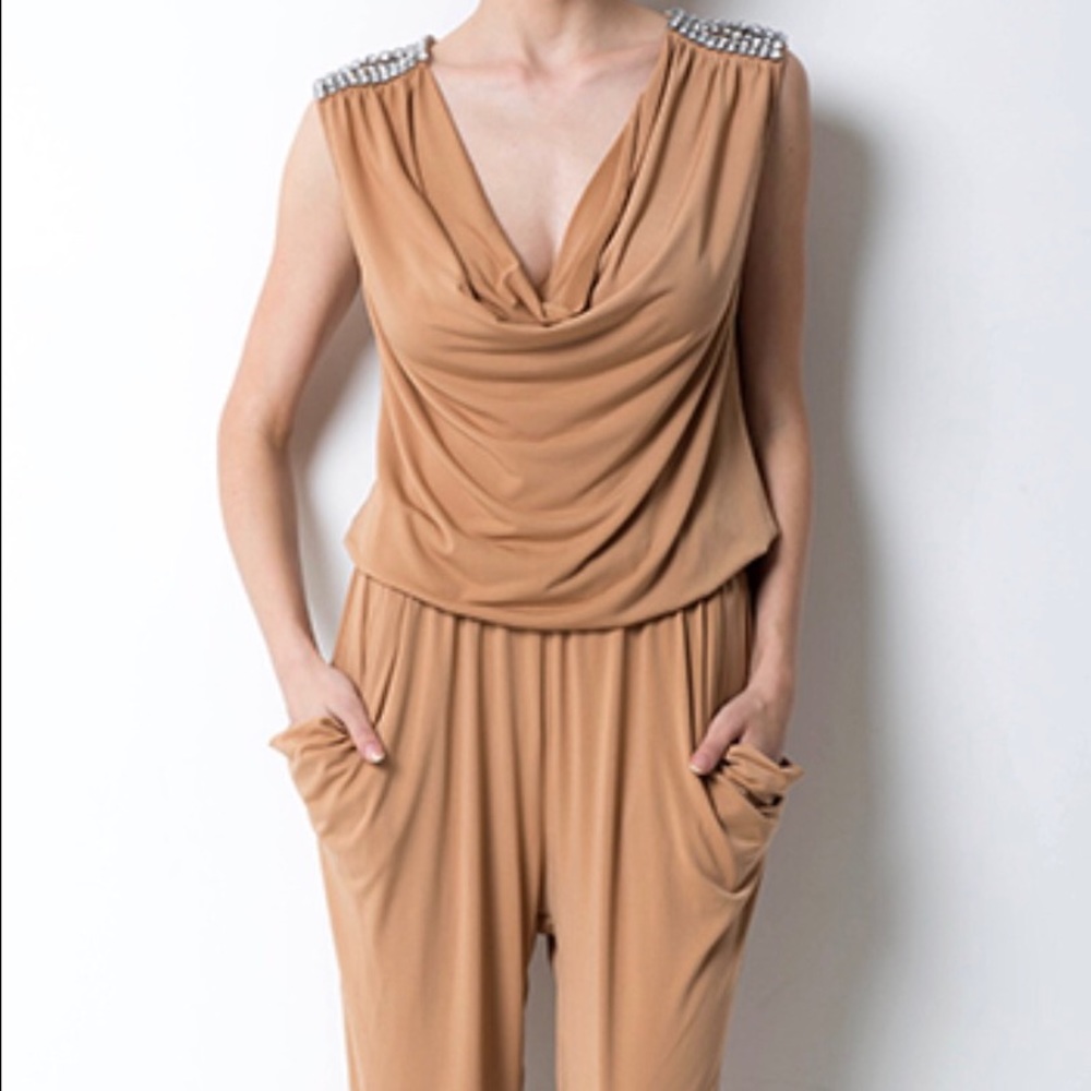 Jump Suite with Accent Rhinestone Shoulders