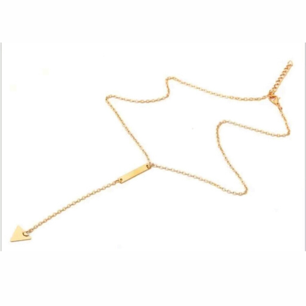 Bohemian Gold Bar and Triangle Necklace - Picture 3 of 4