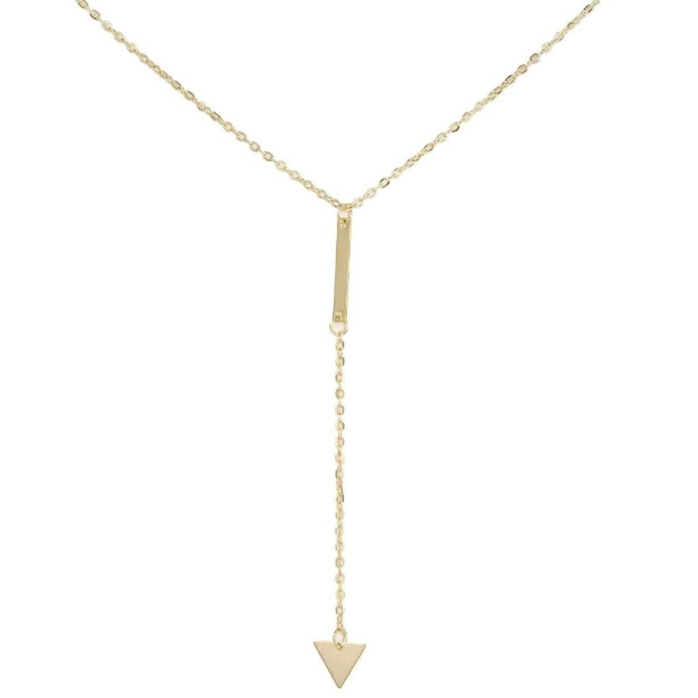 Bohemian Gold Bar and Triangle Necklace - Picture 4 of 4