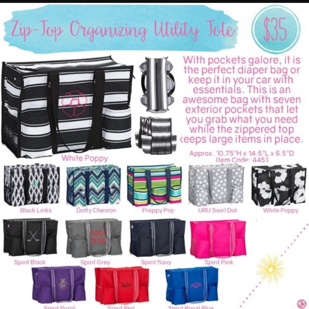 Thirty-One Zip-Top Organizing Tote & Side Pouch