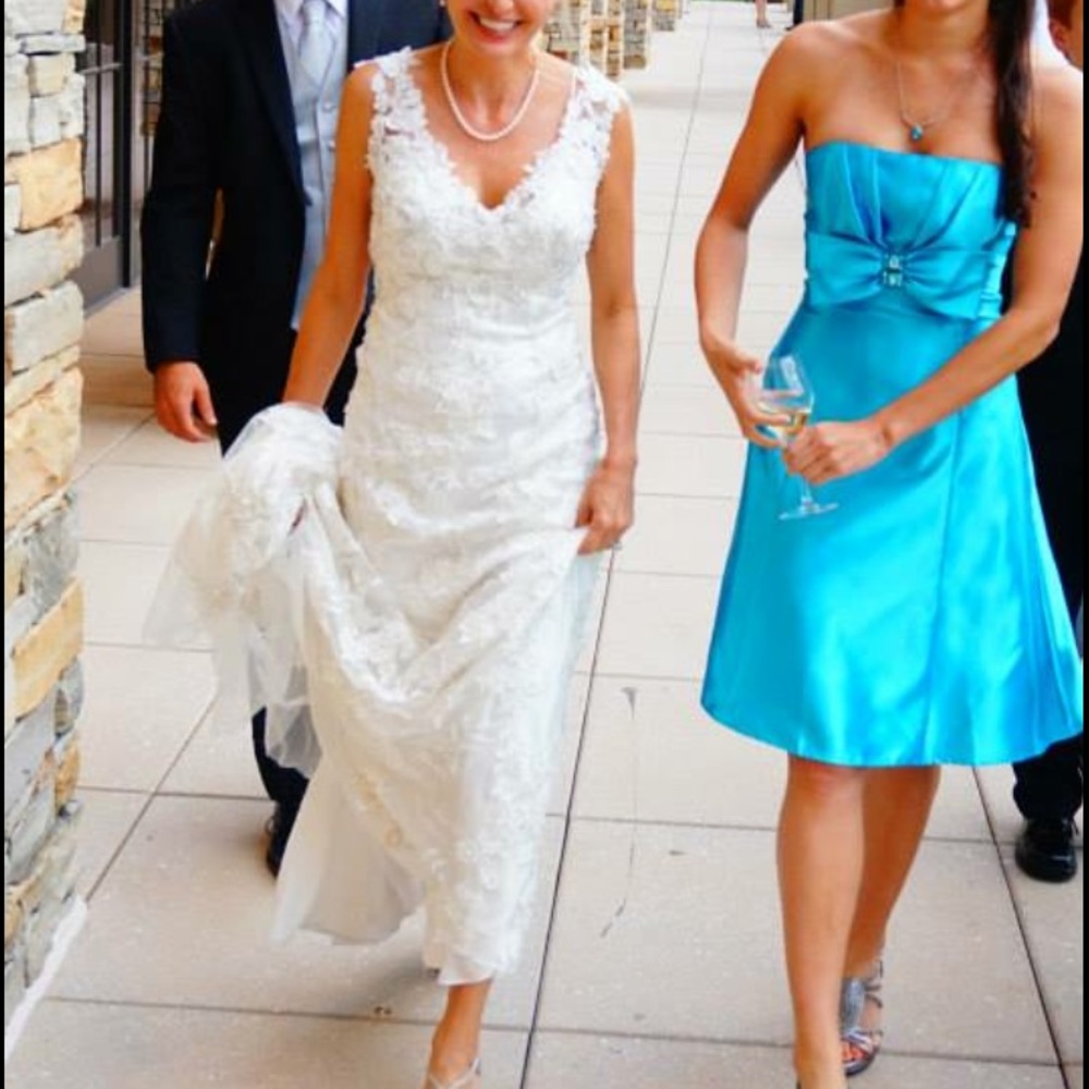 Fancy formal blue dress with bow