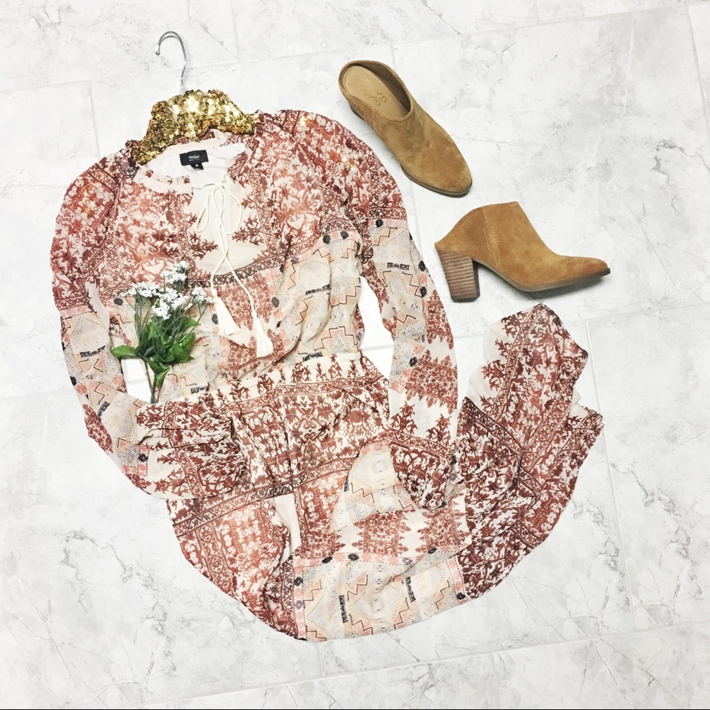 NWOT Boho Sheer Maxi Dress - Picture 2 of 5