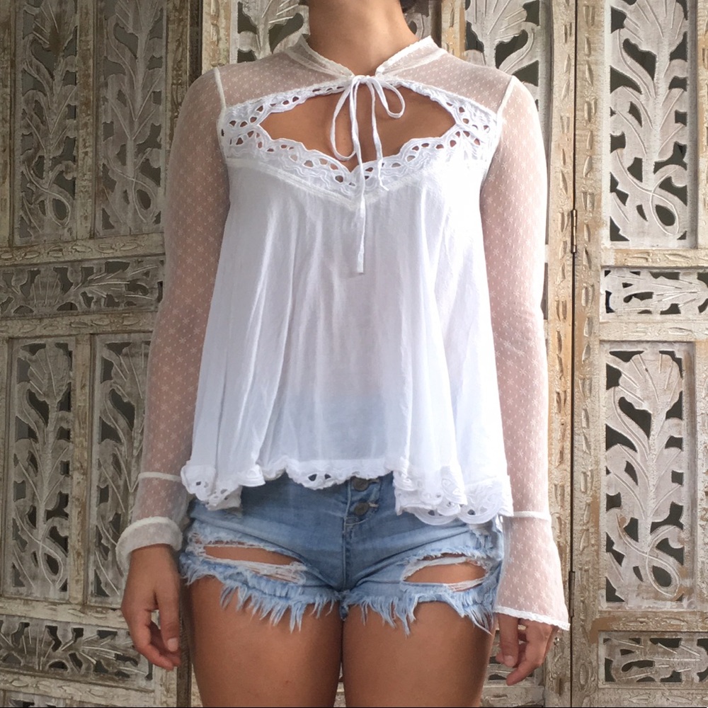 Free People Long Sleeve Blouse with cutouts