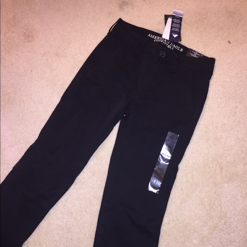 NWT AEO SZ 0 Black Skinny Twill Uniform Style Pant