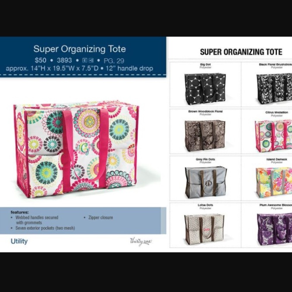 Thirty-One Super Organizing Zip Top Tote