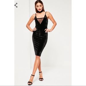 Black velvet spaghetti strap dress