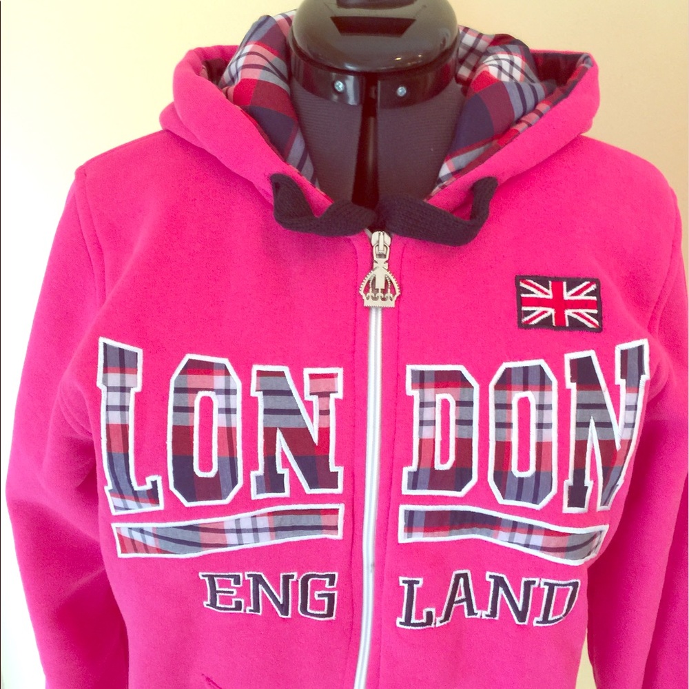 Perfect pink sweatshirt zip front London size med
