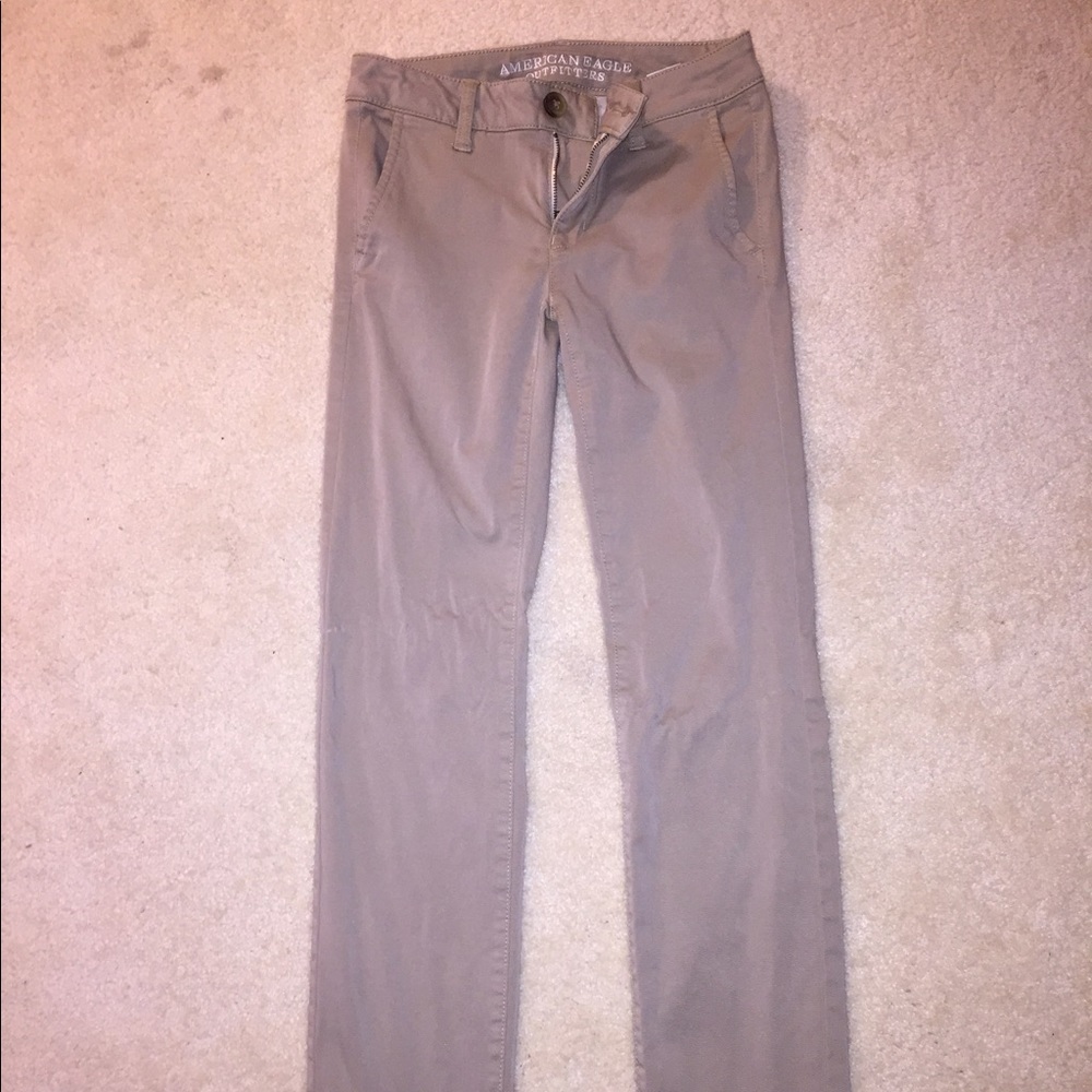 AEO SZ 0 Khaki Twill Skinny Uniform Style Pants