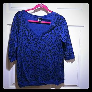 Torrid Blue Leopard Print 3/4 Sleeve Top