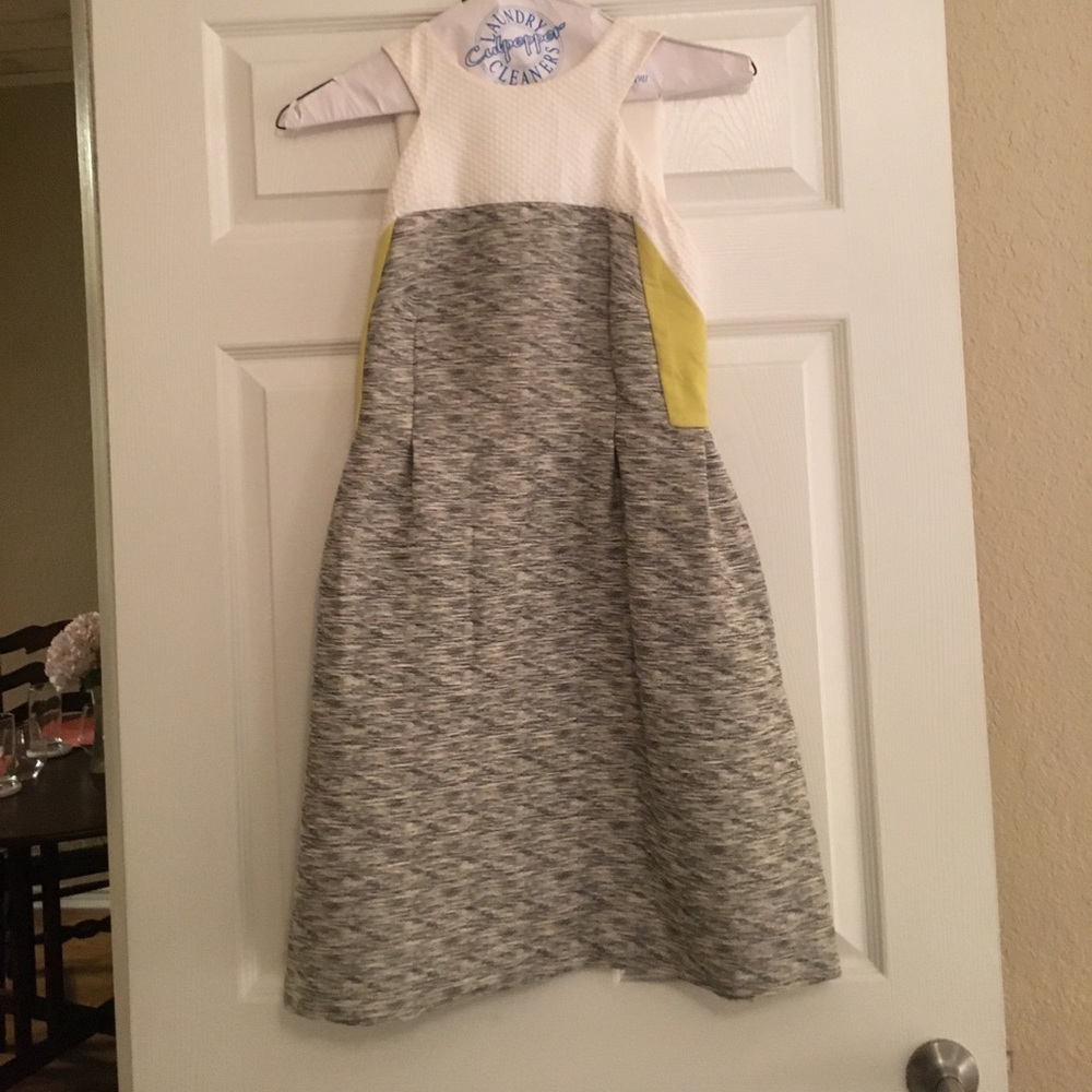 white, grey and yellow dress