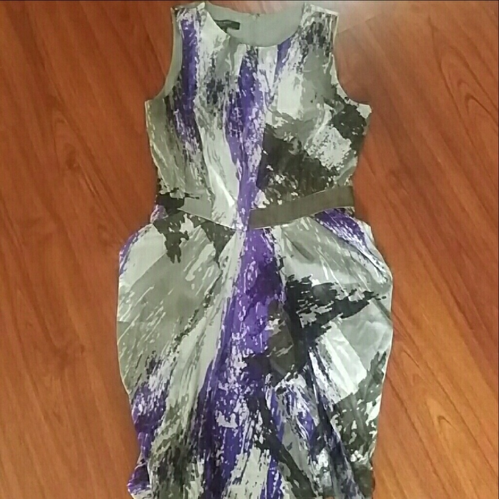 SOLD - Painted Brushstrokes Tulip Skirt Dress - Picture 3 of 5