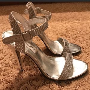 Steve Madden silver jeweled heels