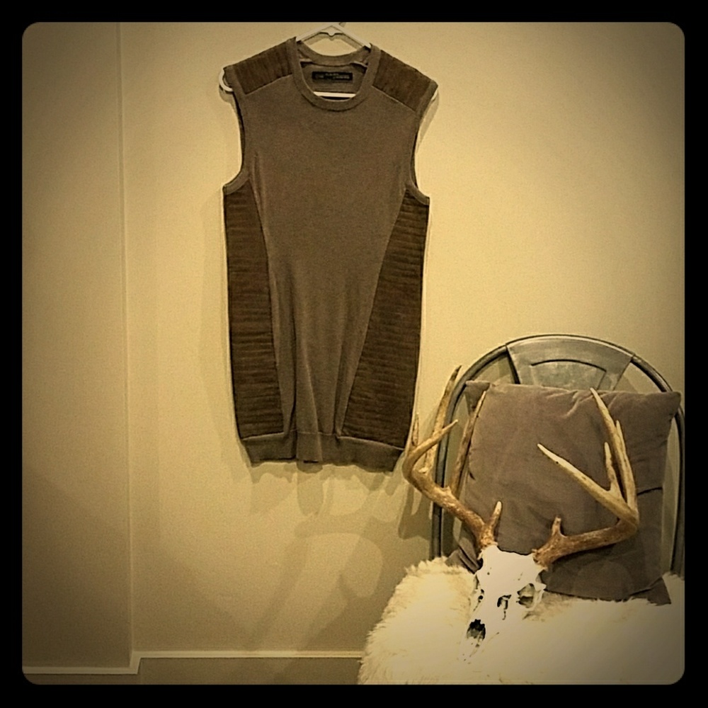 All Saints Sweater Dress with Suede Detail