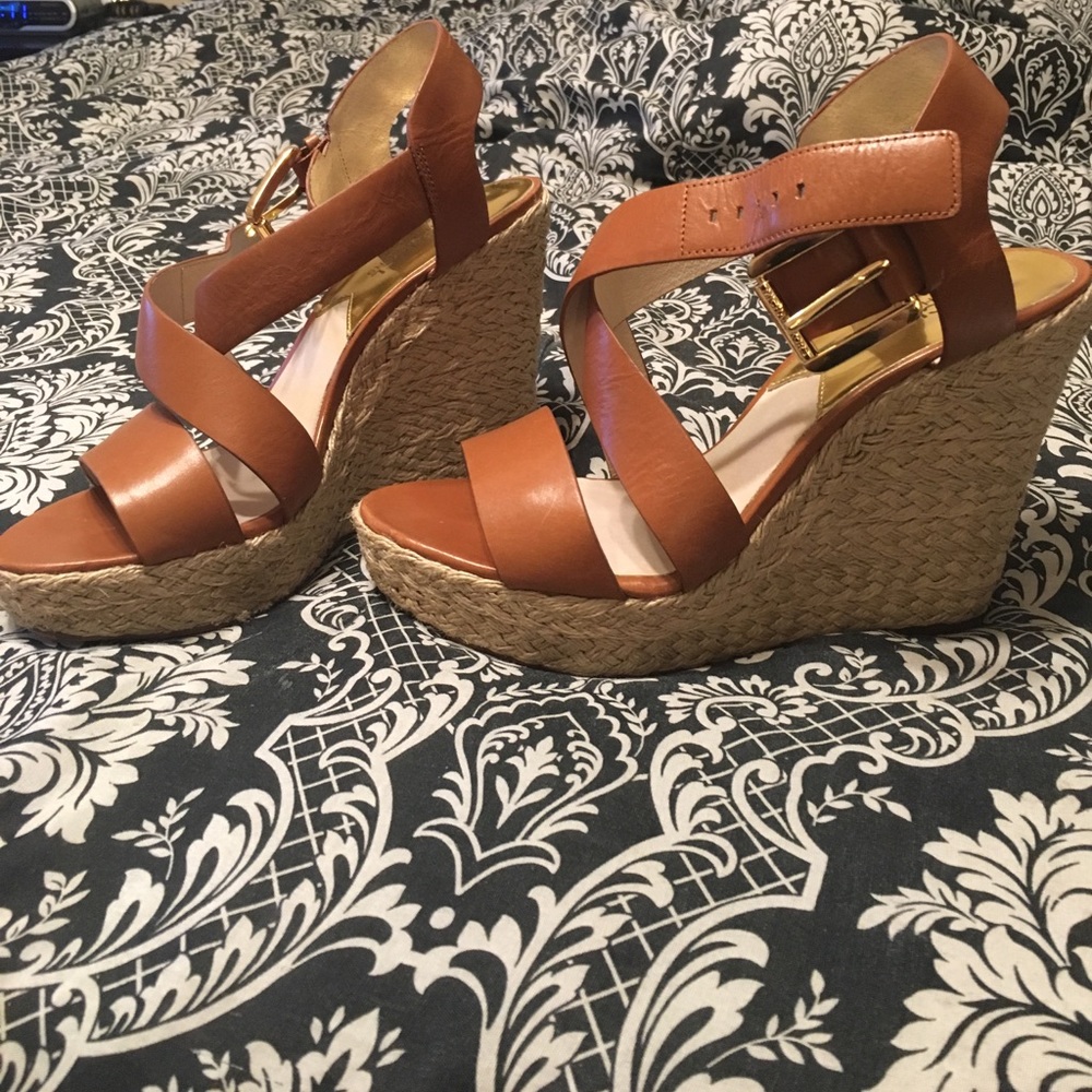 Tan wedges. Michael kors!
