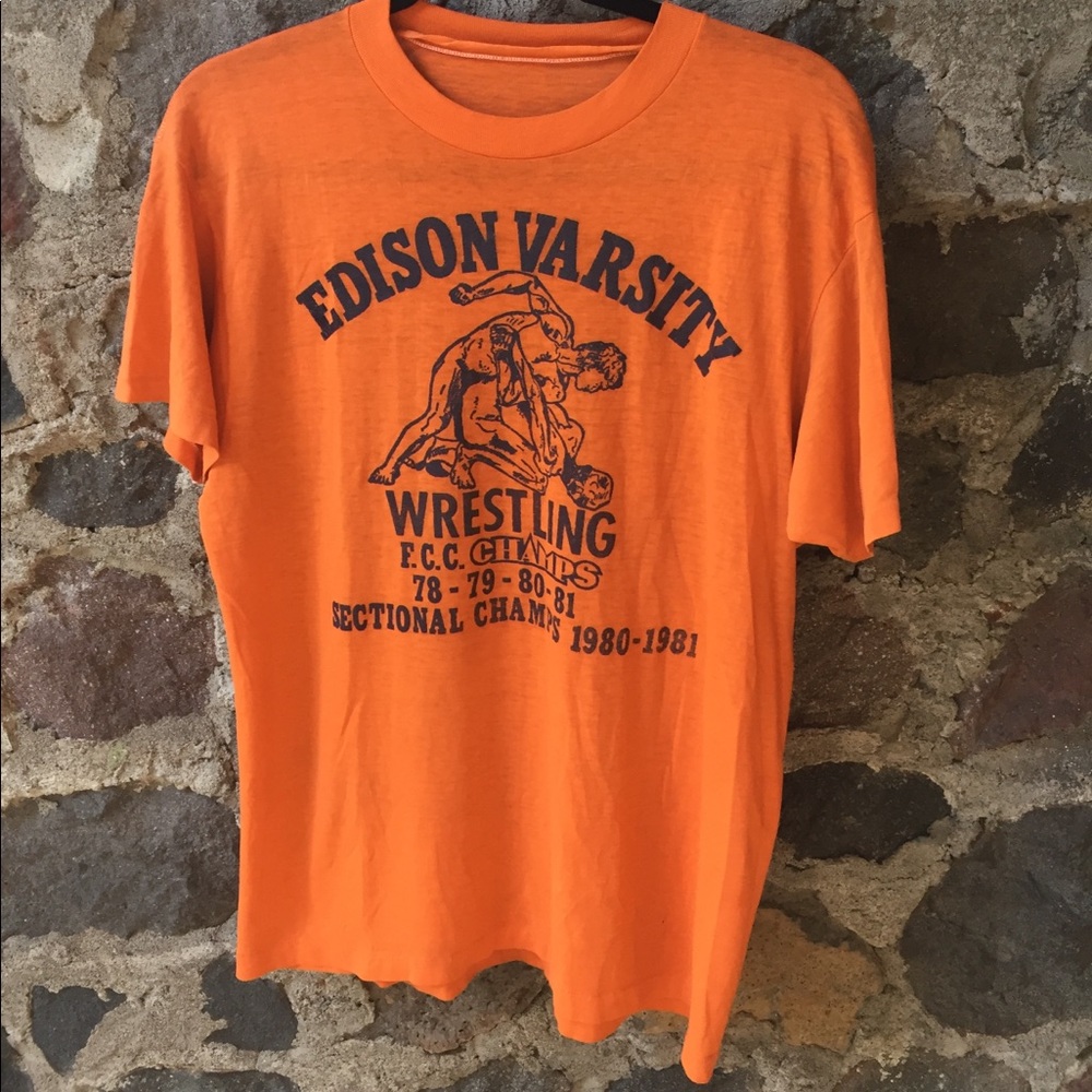 Vintage 80s Edison Varsity Wrestling Tshirt