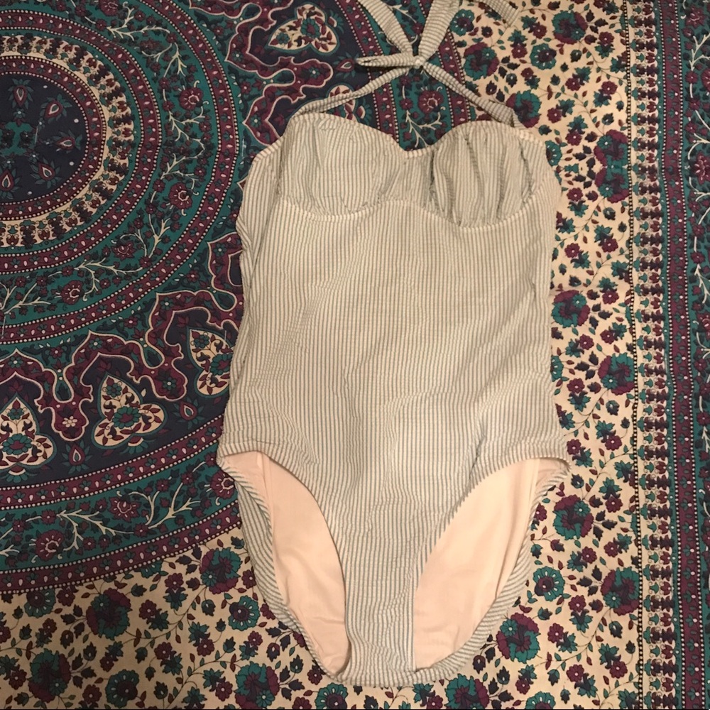 J. Crew Seersucker One Piece Bathing Suit