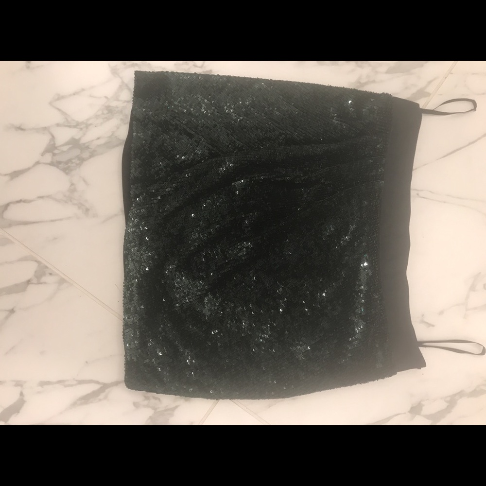 Haute hippie green black sequined drape miniskirt