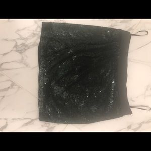 Haute hippie green black sequined drape miniskirt
