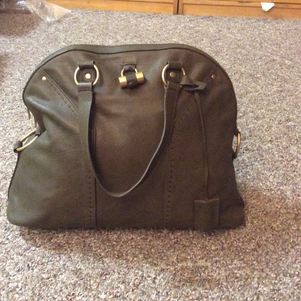 Ysl oversized olive green tote bag