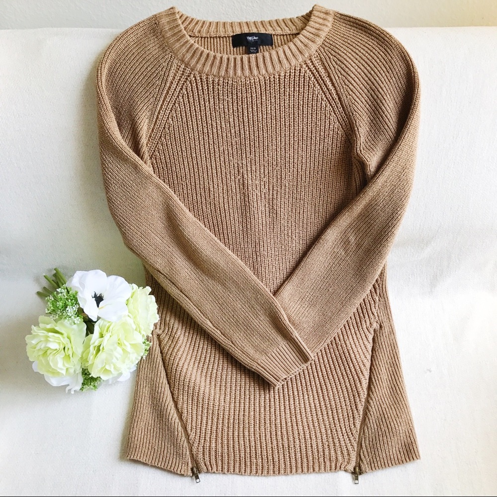 *PRICE DROP!* Tan Double-Zip Sweater - Picture 1 of 8
