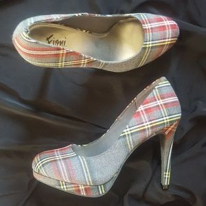 Gray Plaid Fioni Pumps 8.5