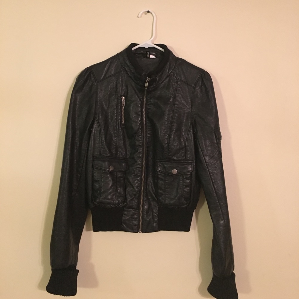 H&M black faux leather jacket