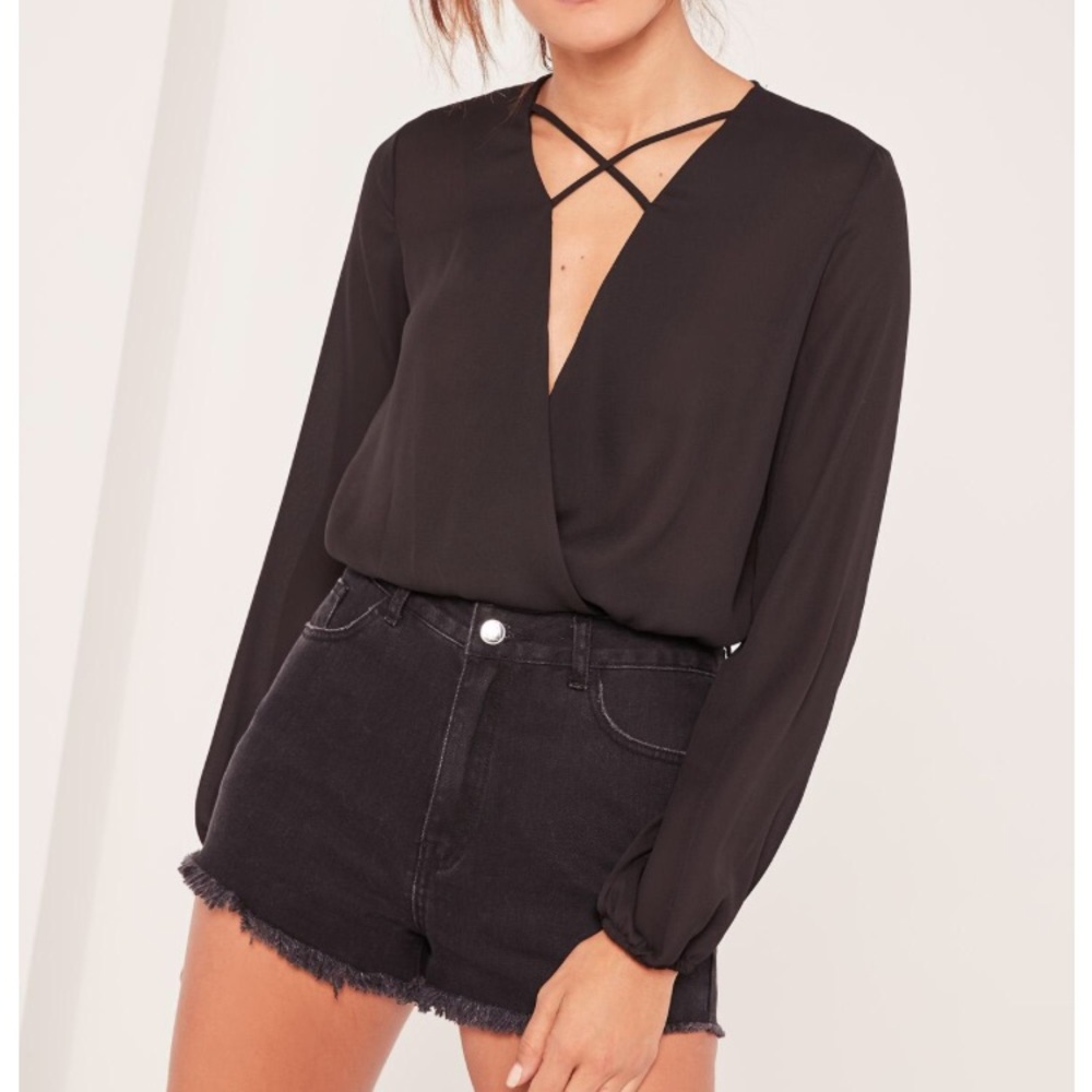 Missguided white crossfront crop blouse