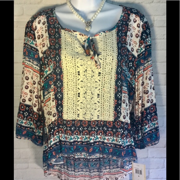 Rewind Tops - Boho style blouse NWT high low women's medium