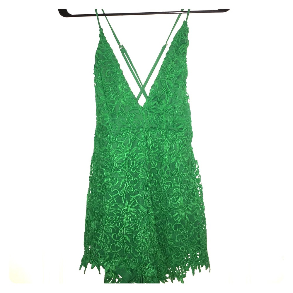 Green Lace Romper
