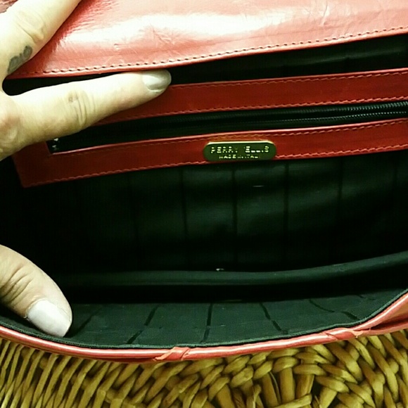 Vintage, rare red leather Perry Ellis clutch - Picture 4 of 5