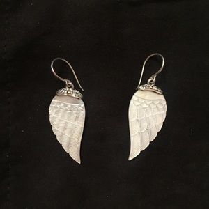 White pearl Angel Wing Earrings