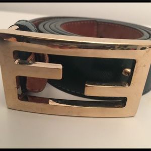 Green FENDI patent leather belt