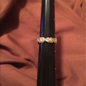 Gold James Avery rose band ring