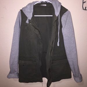 Green and gray army jacket